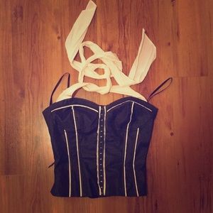 Dark faux denim corset halter